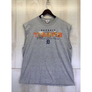 Vintage Y2K CSA Detroit Tigers 2006 Mens Cutoff Sleeves Shirt Large-9458